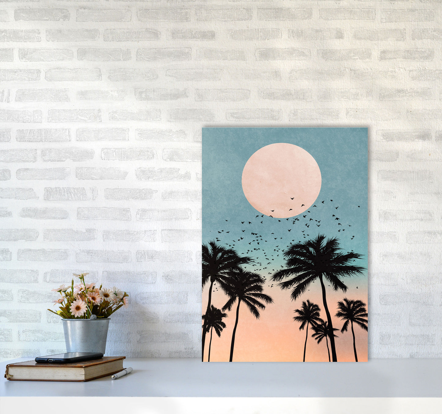 Sunrise Modern Art Print by Kubistika A2 Black Frame