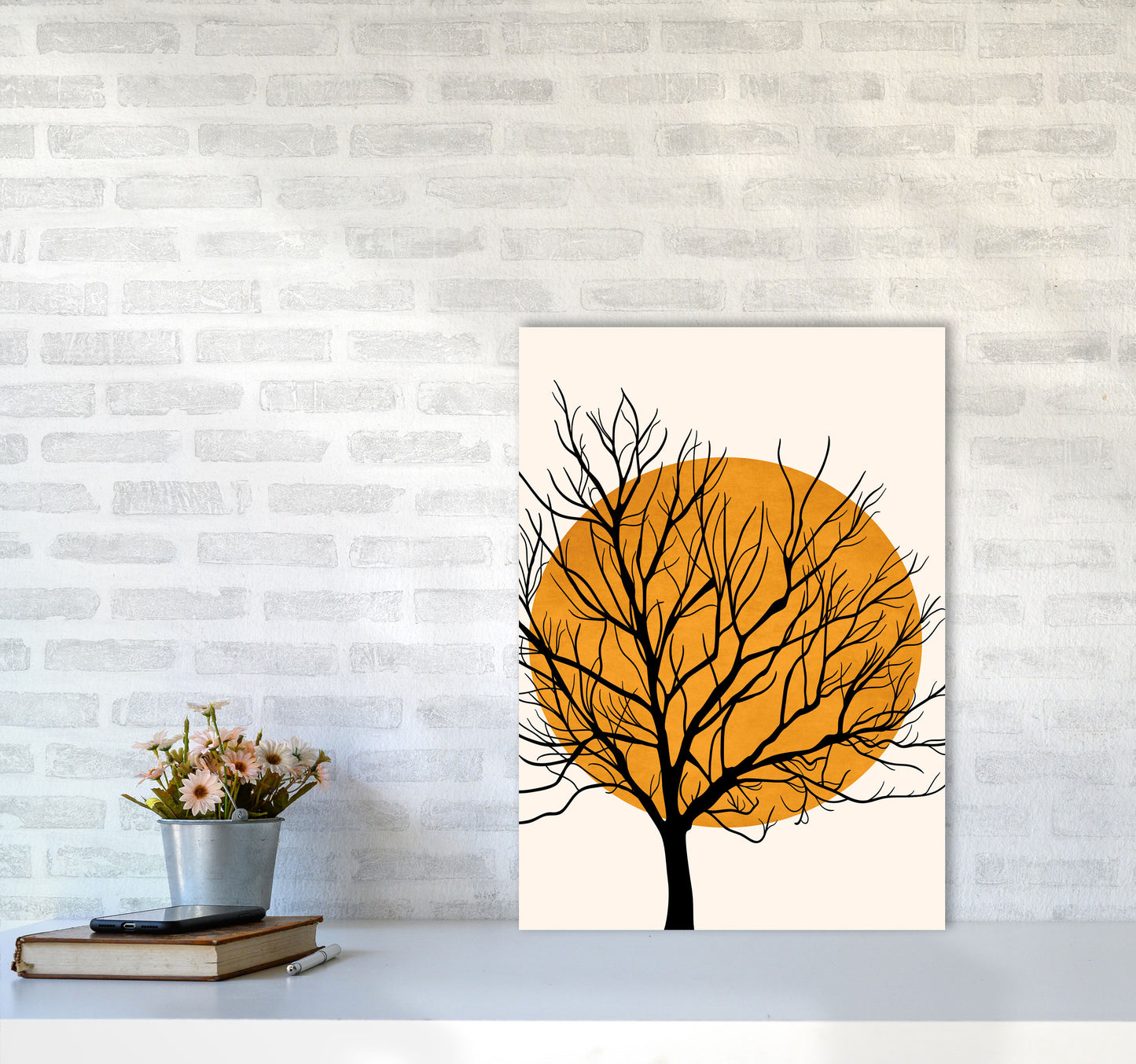 Hiding Sun Art Print by Kubistika A2 Black Frame