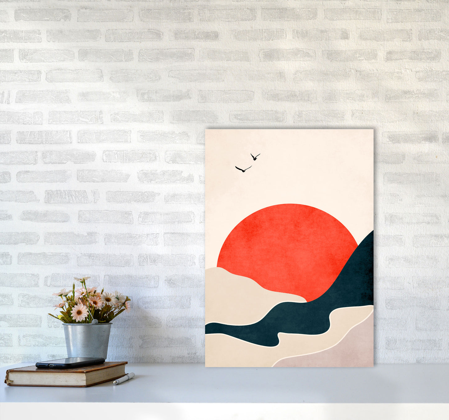Drowning Sun Art Print by Kubistika A2 Black Frame