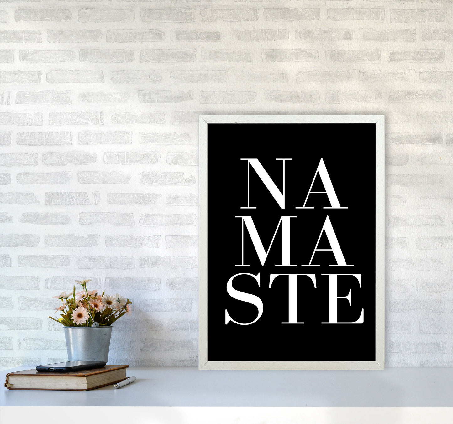 Namaste Quote Art Print by Kubistika A2 Oak Frame