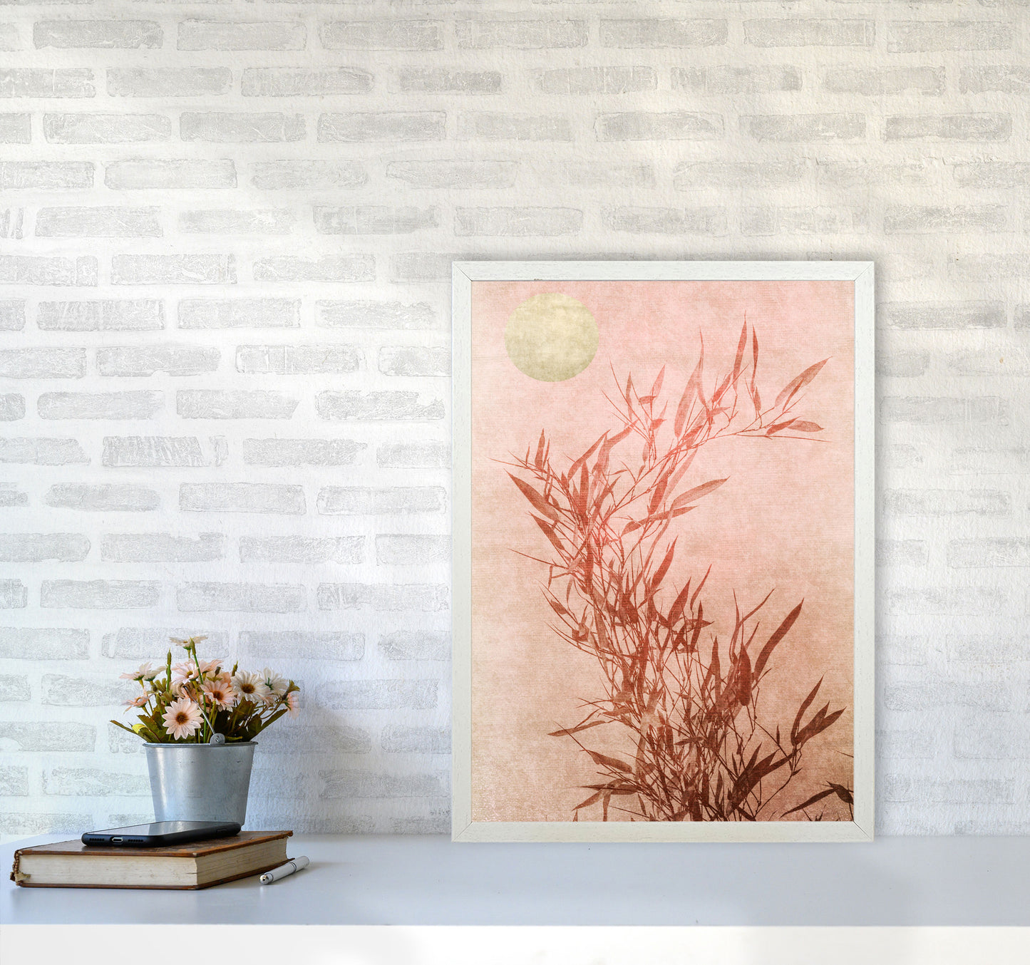 Sentimental Touch Contemporary Art Print by Kubistika A2 Oak Frame