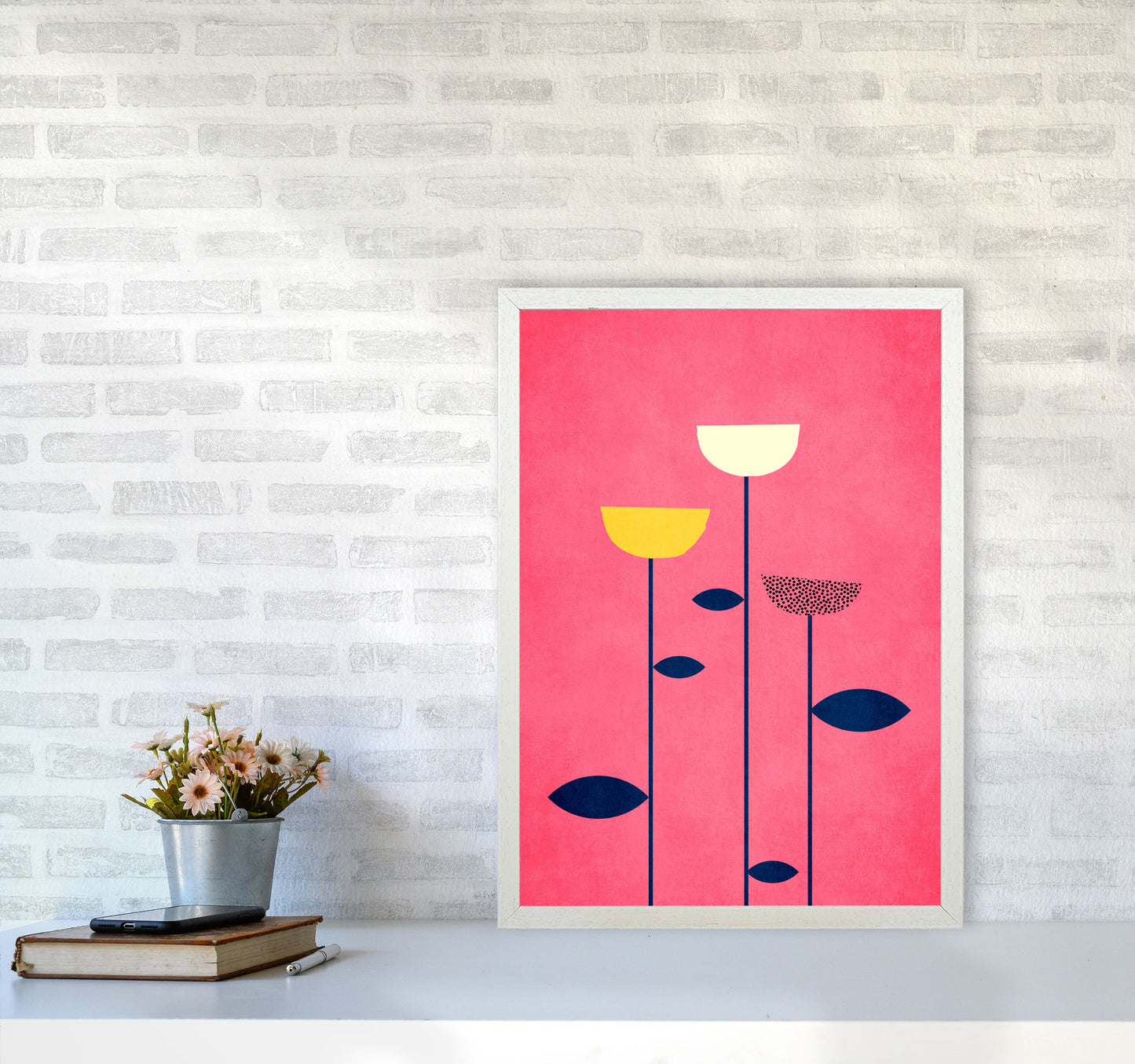 We Are Family - 3 Colourful Modern Art Print by Kubistika A2 Oak Frame