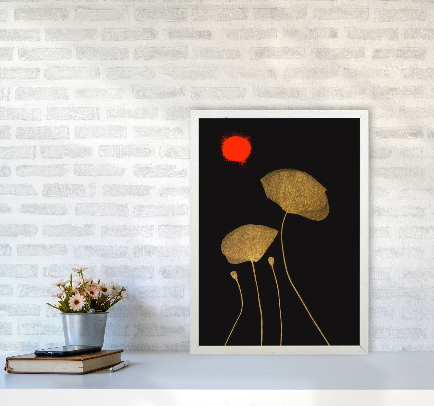 Moonshine Dancers Contemporary Art Print by Kubistika A2 Oak Frame