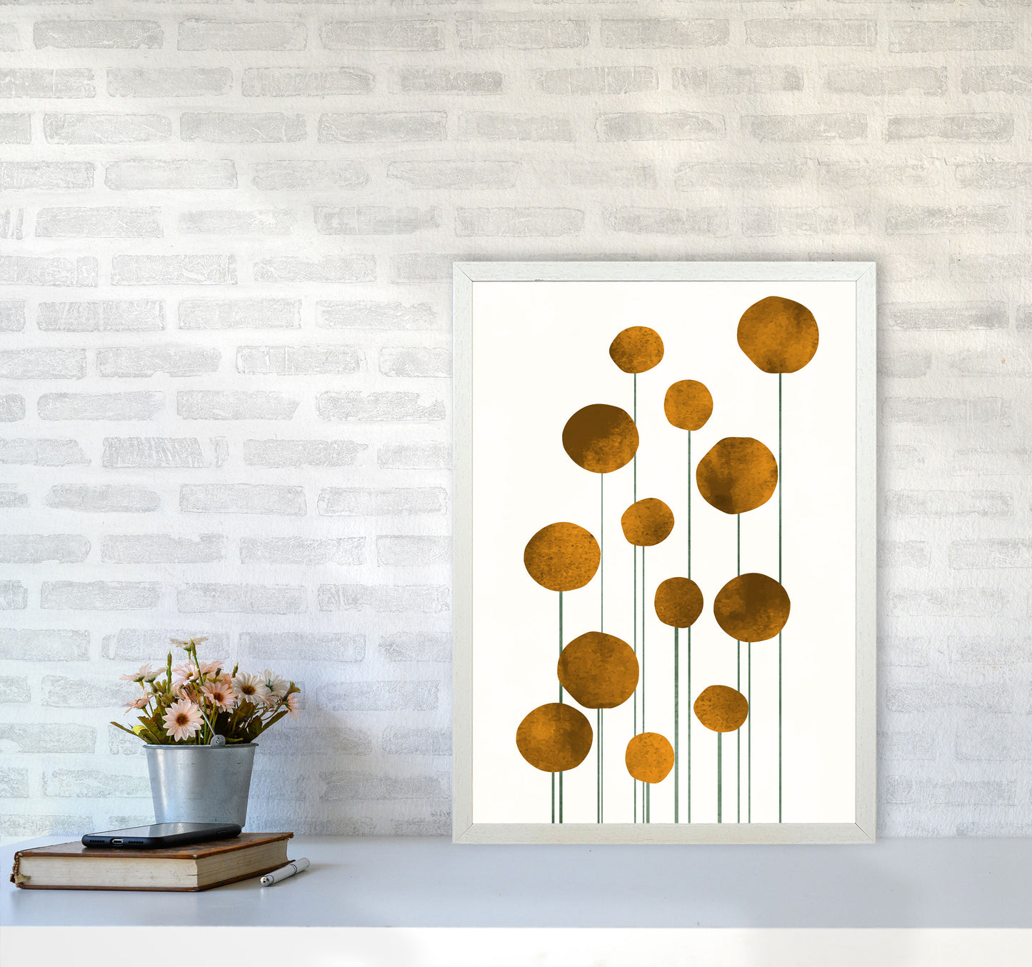 Waterflowers No.3 Art Print by Kubistika A2 Oak Frame
