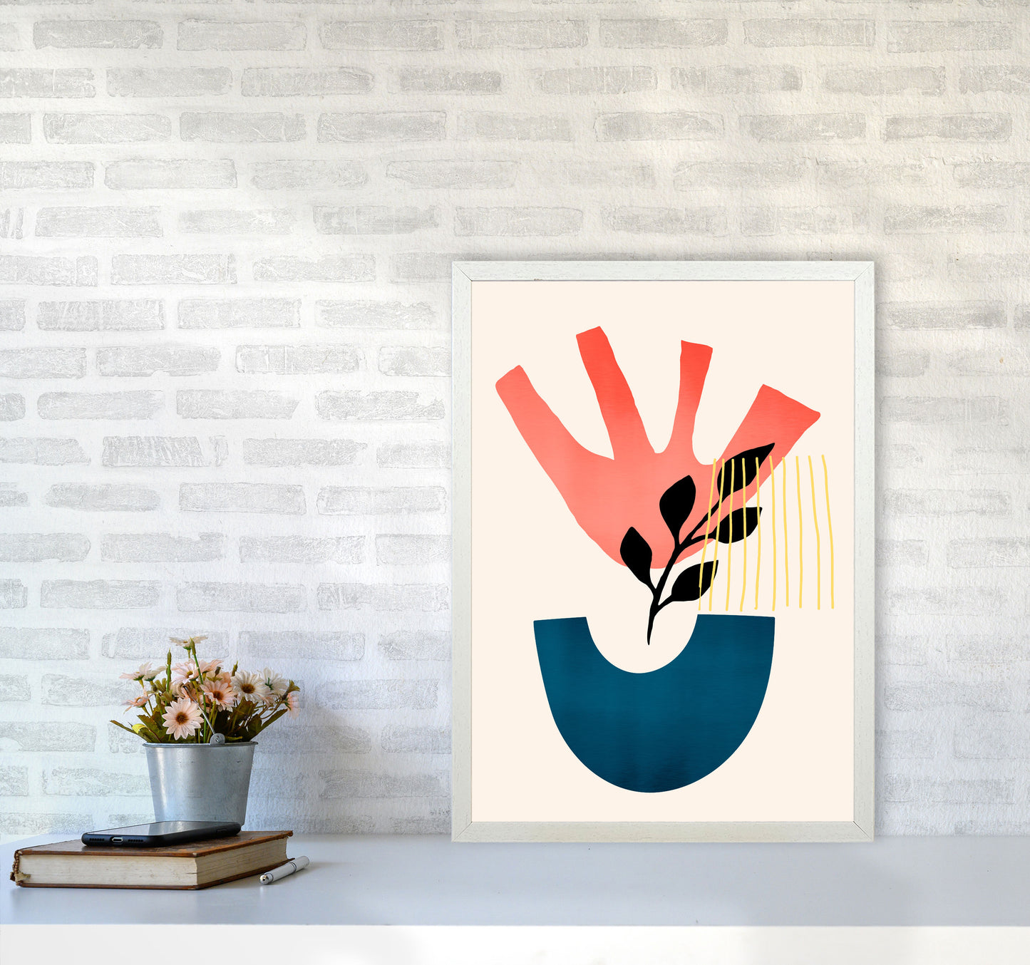 Mid Century Y Art Print by Kubistika A2 Oak Frame