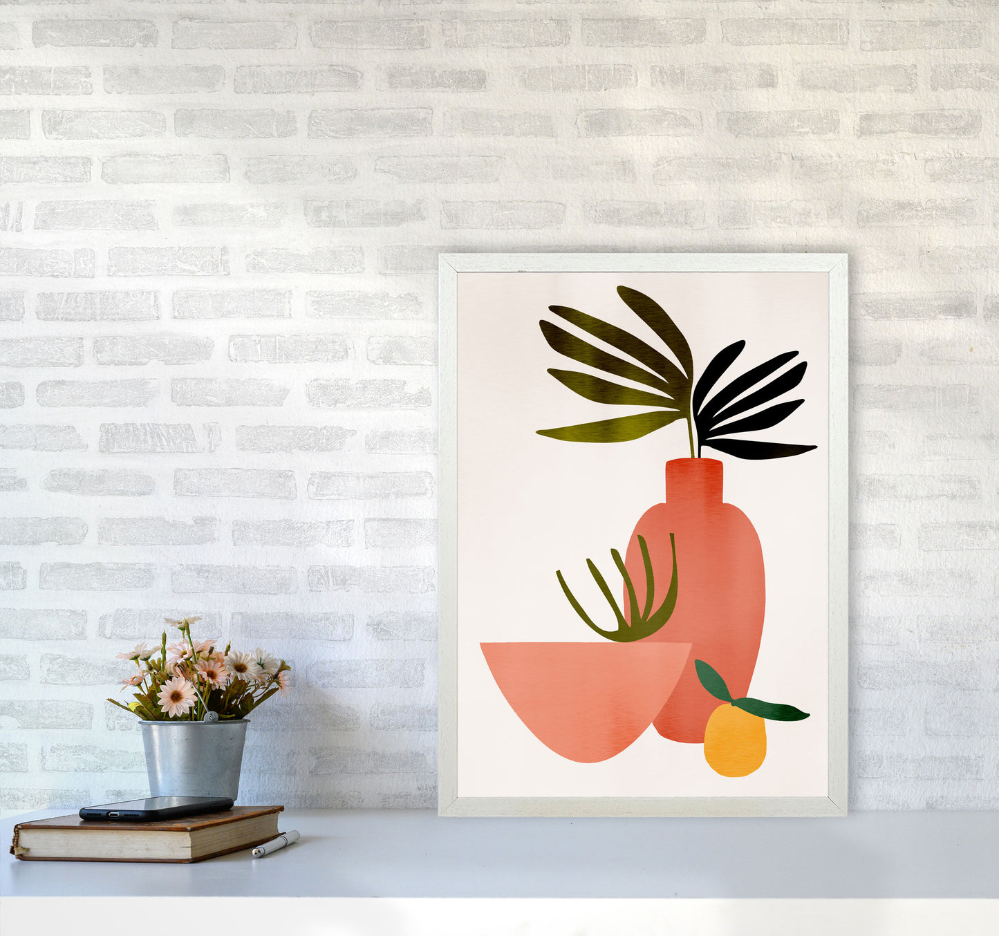 Juicy Lemon Art Print by Kubistika A2 Oak Frame