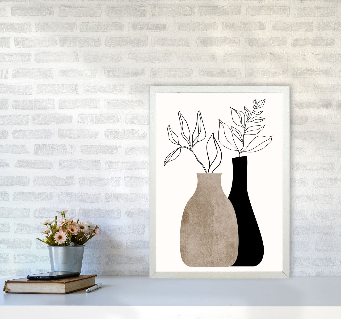 Gris En Gris Art Print by Kubistika A2 Oak Frame