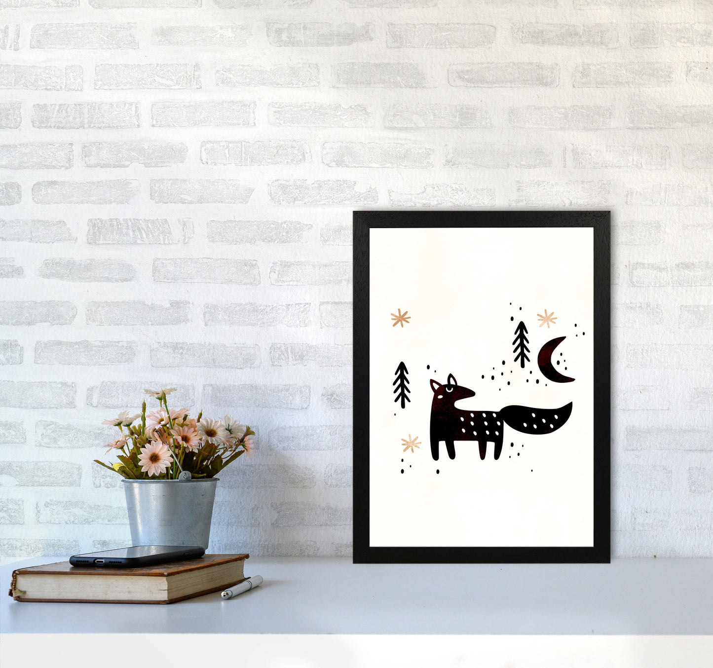 Little Winter Fox Nursery Childrens Art Print by Kubistika A3 White Frame