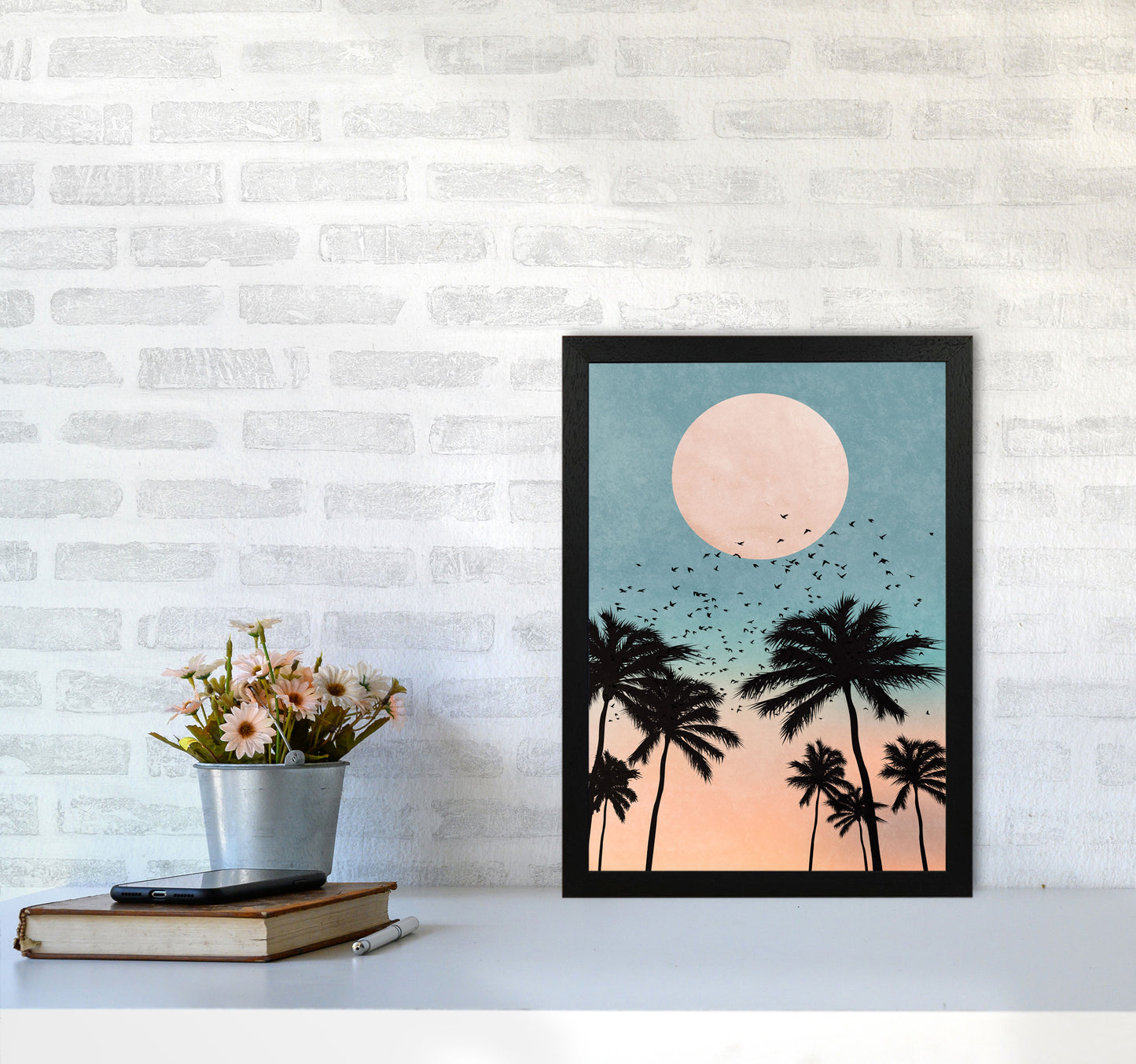 Sunrise Modern Art Print by Kubistika A3 White Frame