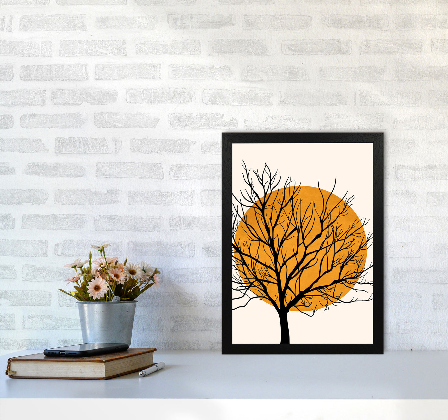 Hiding Sun Art Print by Kubistika A3 White Frame