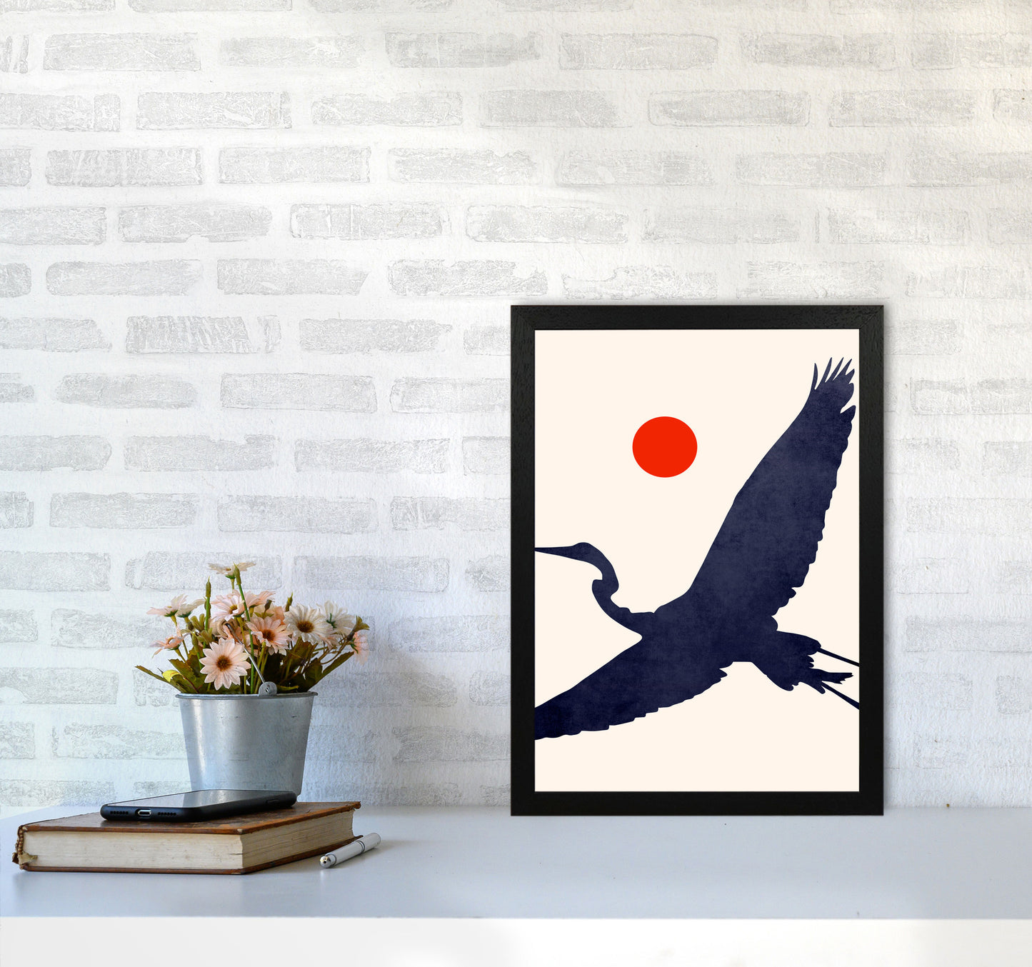 Crane Art Print by Kubistika A3 White Frame