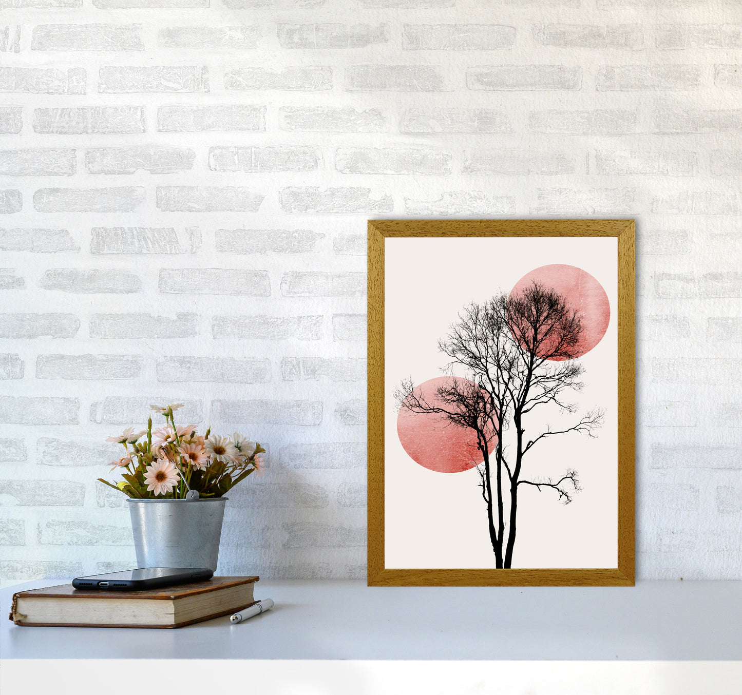 Sun and Moon hiding-ROSE Contemporary Art Print by Kubistika A3 Print Only
