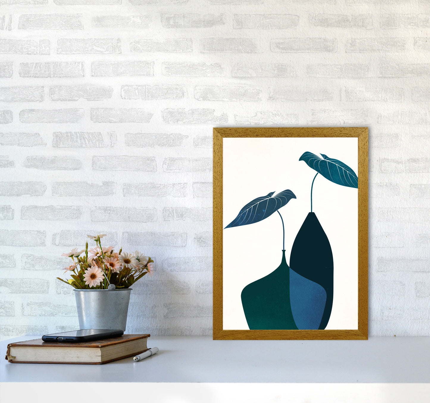 Scandinavian Bouquet-BLEU Contemporary Art Print by Kubistika A3 Print Only