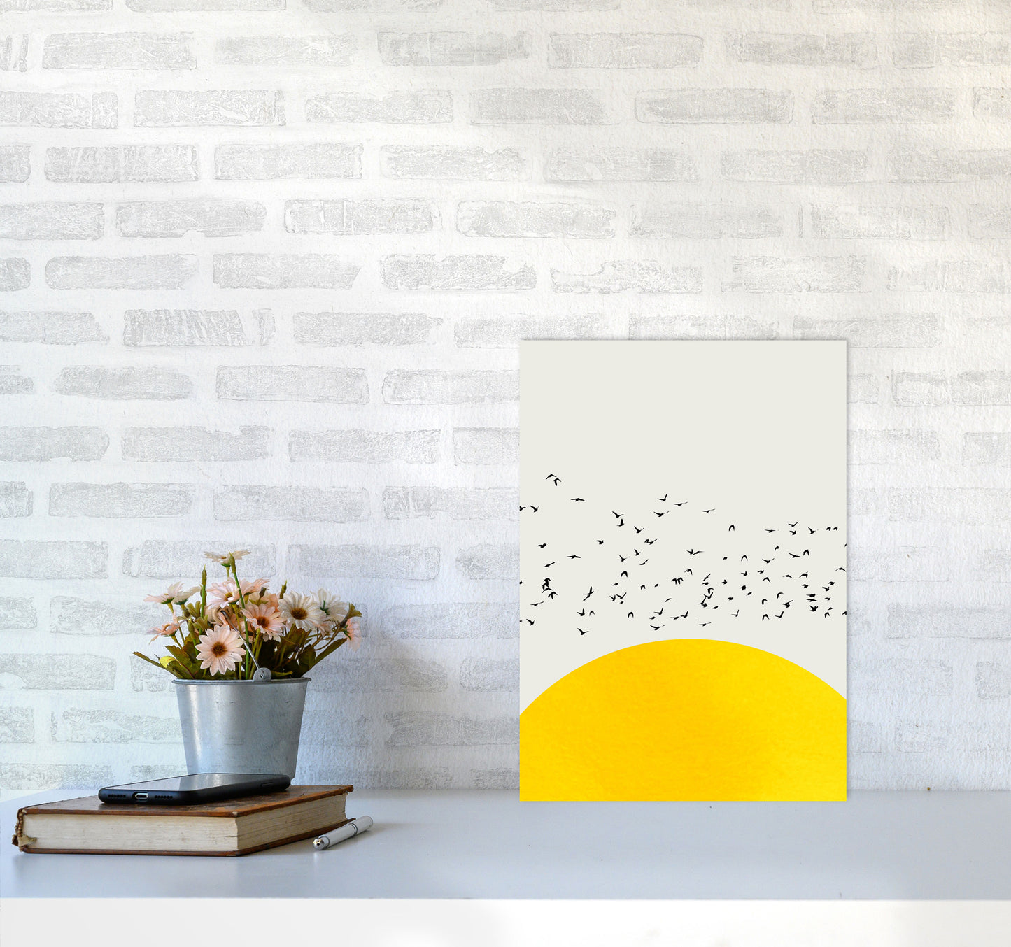 1000 Birds Modern Abstract Art Print by Kubistika A3 Black Frame