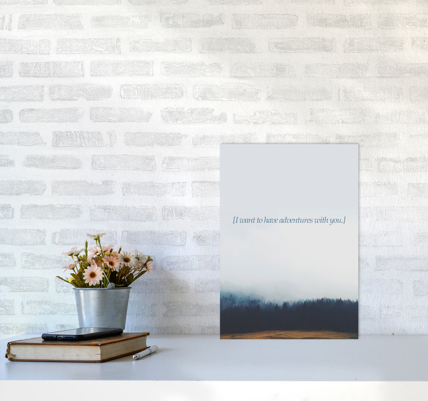 Adventures With You Quote Art Print by Kubistika A3 Black Frame