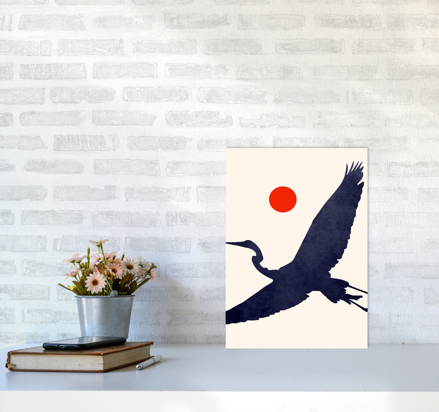 Crane Art Print by Kubistika A3 Black Frame