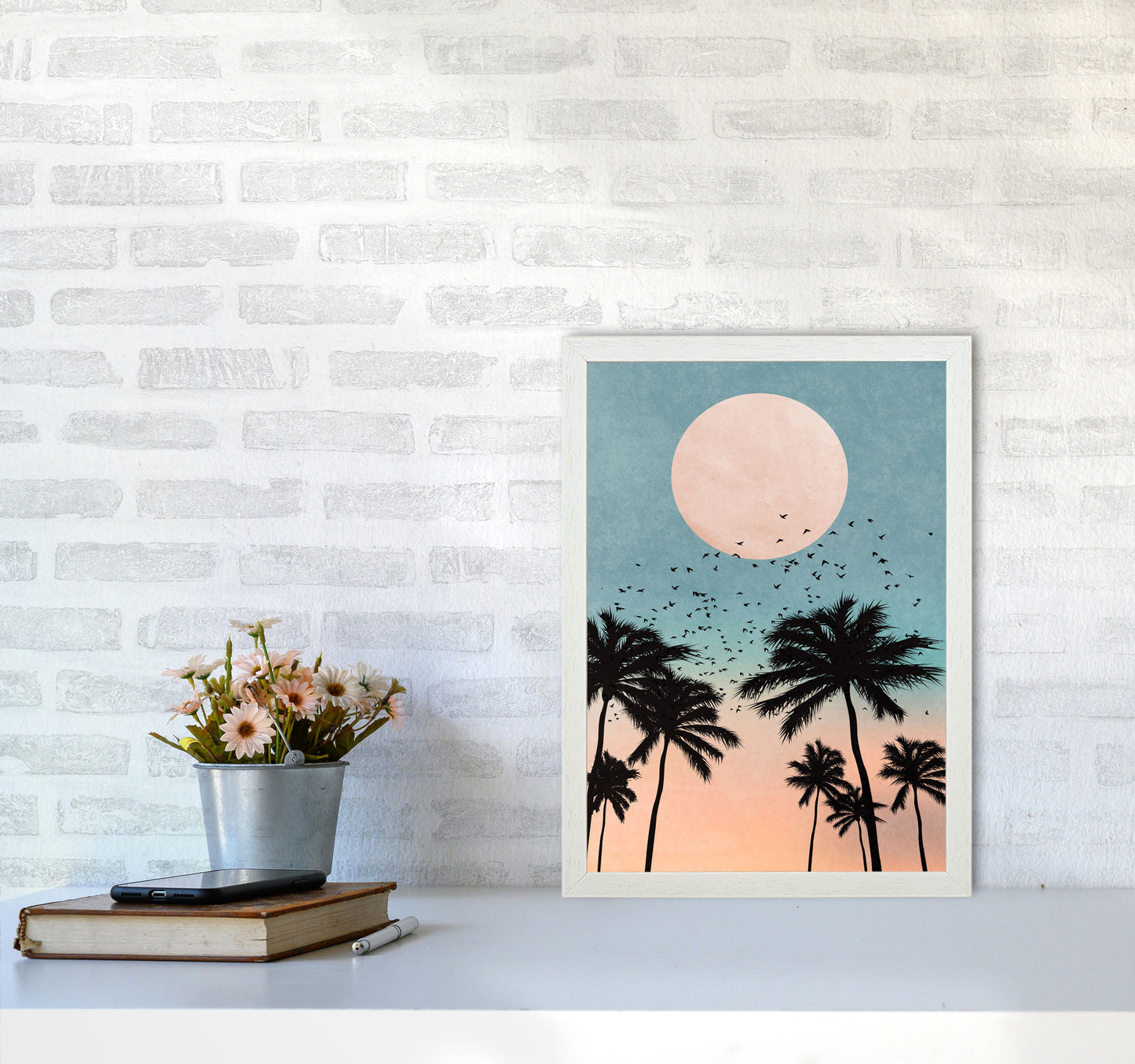 Sunrise Modern Art Print by Kubistika A3 Oak Frame
