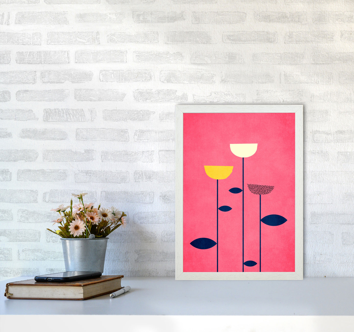 We Are Family - 3 Colourful Modern Art Print by Kubistika A3 Oak Frame