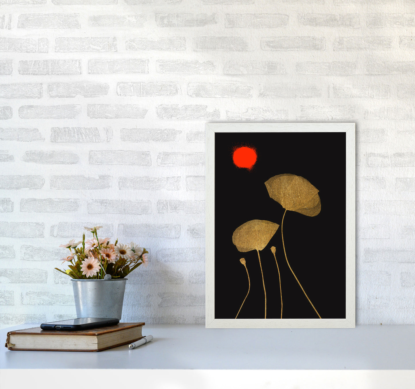 Moonshine Dancers Contemporary Art Print by Kubistika A3 Oak Frame