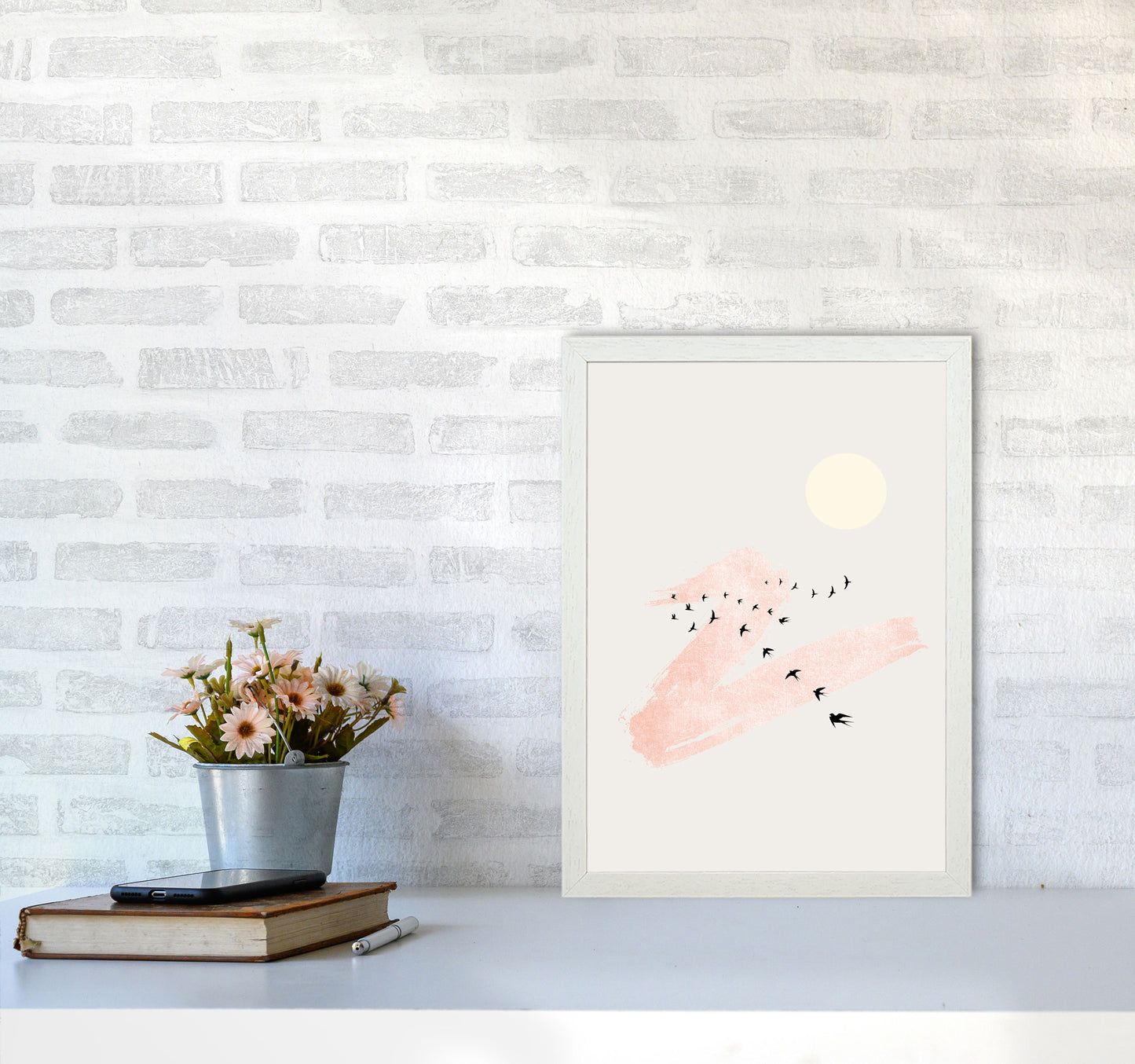 Sun and Heaven Art Print by Kubistika A3 Oak Frame