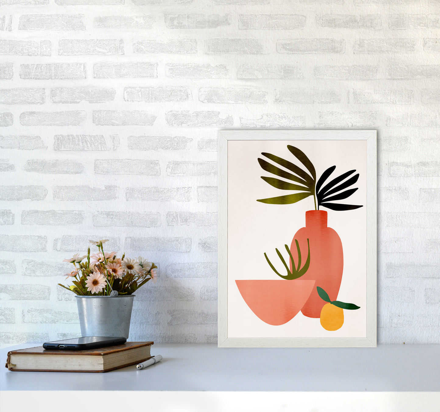 Juicy Lemon Art Print by Kubistika A3 Oak Frame