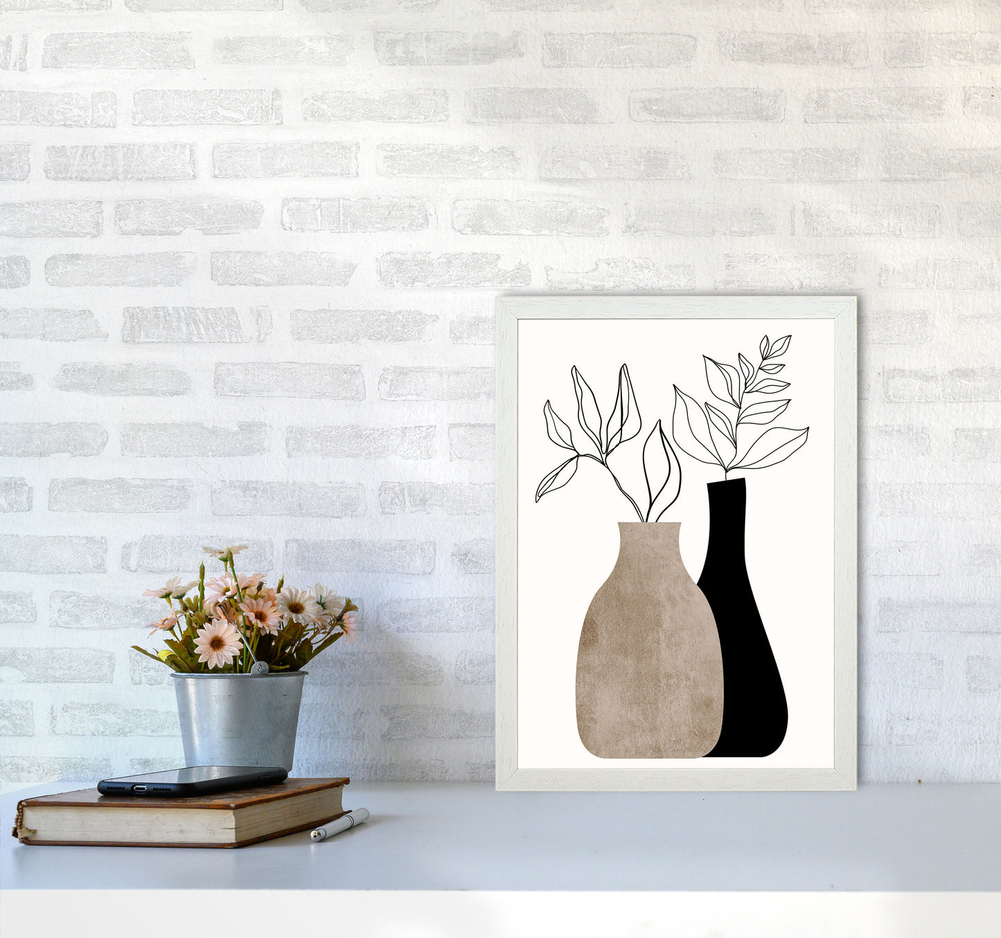 Gris En Gris Art Print by Kubistika A3 Oak Frame