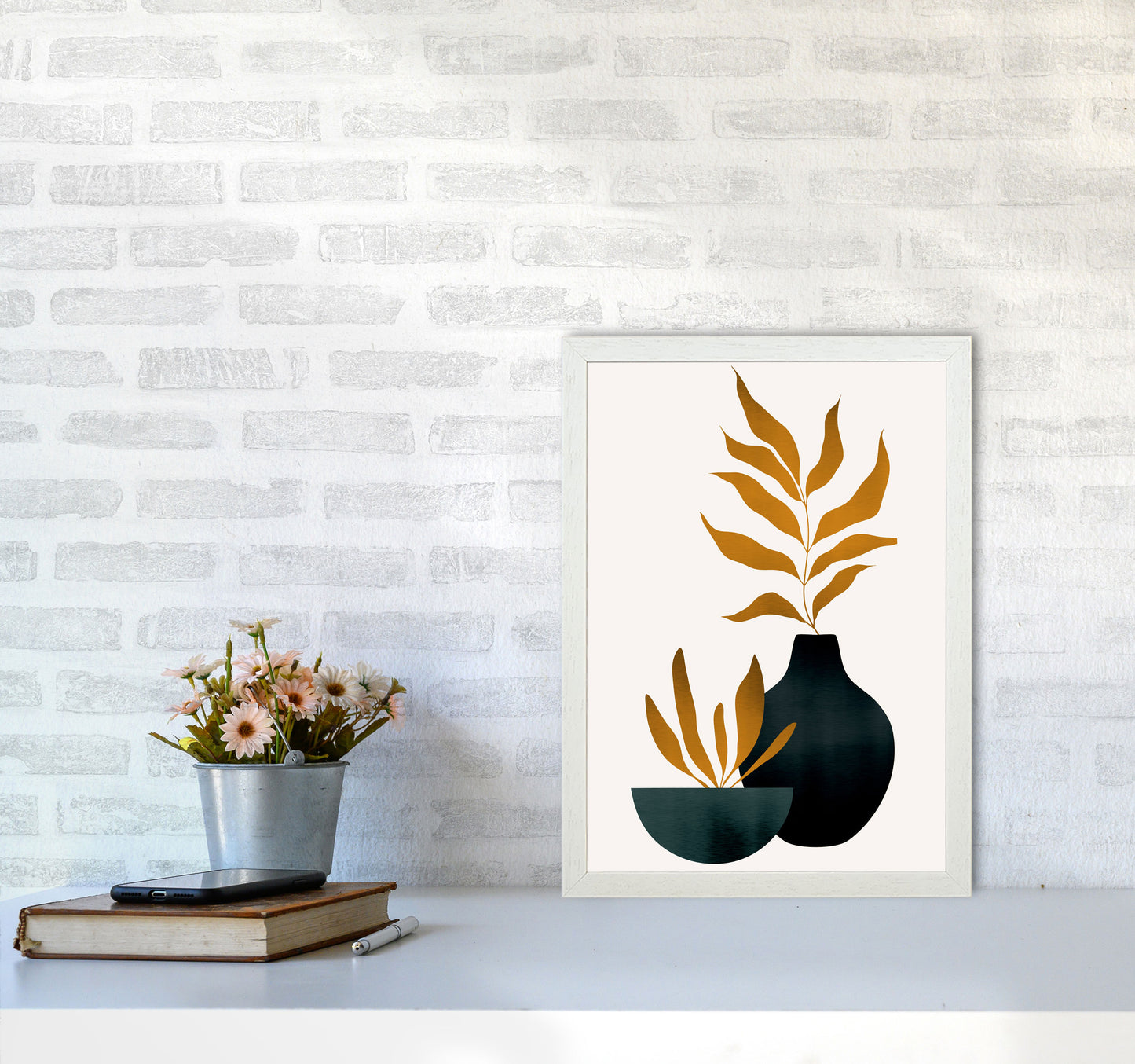Autumn Flowers - 2 Art Print by Kubistika A3 Oak Frame