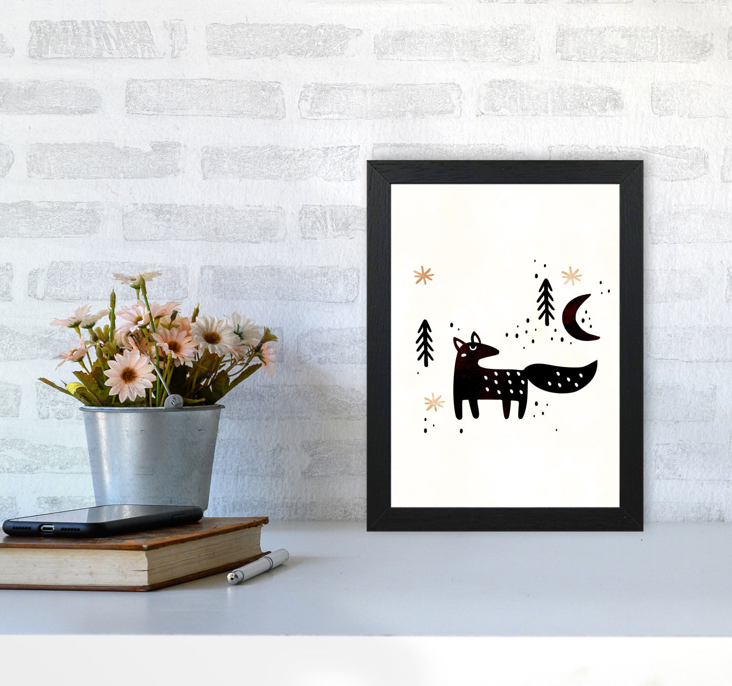 Little Winter Fox Nursery Childrens Art Print by Kubistika A4 White Frame
