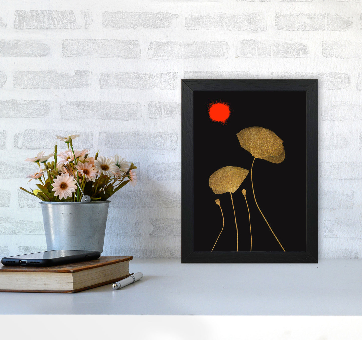 Moonshine Dancers Contemporary Art Print by Kubistika A4 White Frame