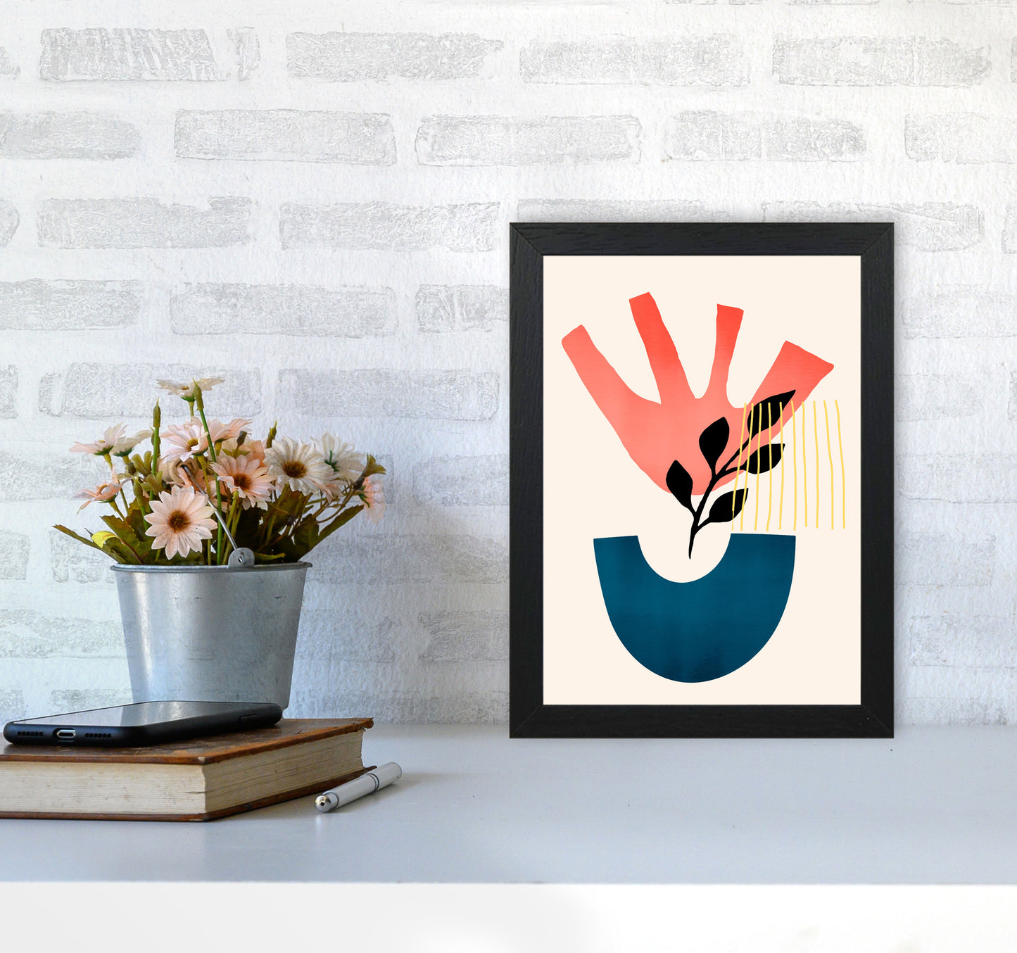 Mid Century Y Art Print by Kubistika A4 White Frame