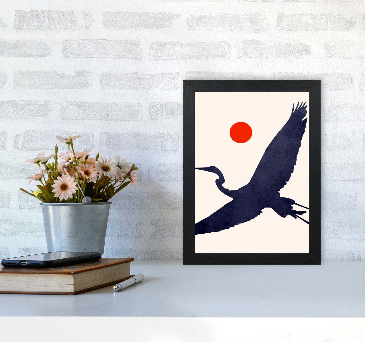 Crane Art Print by Kubistika A4 White Frame