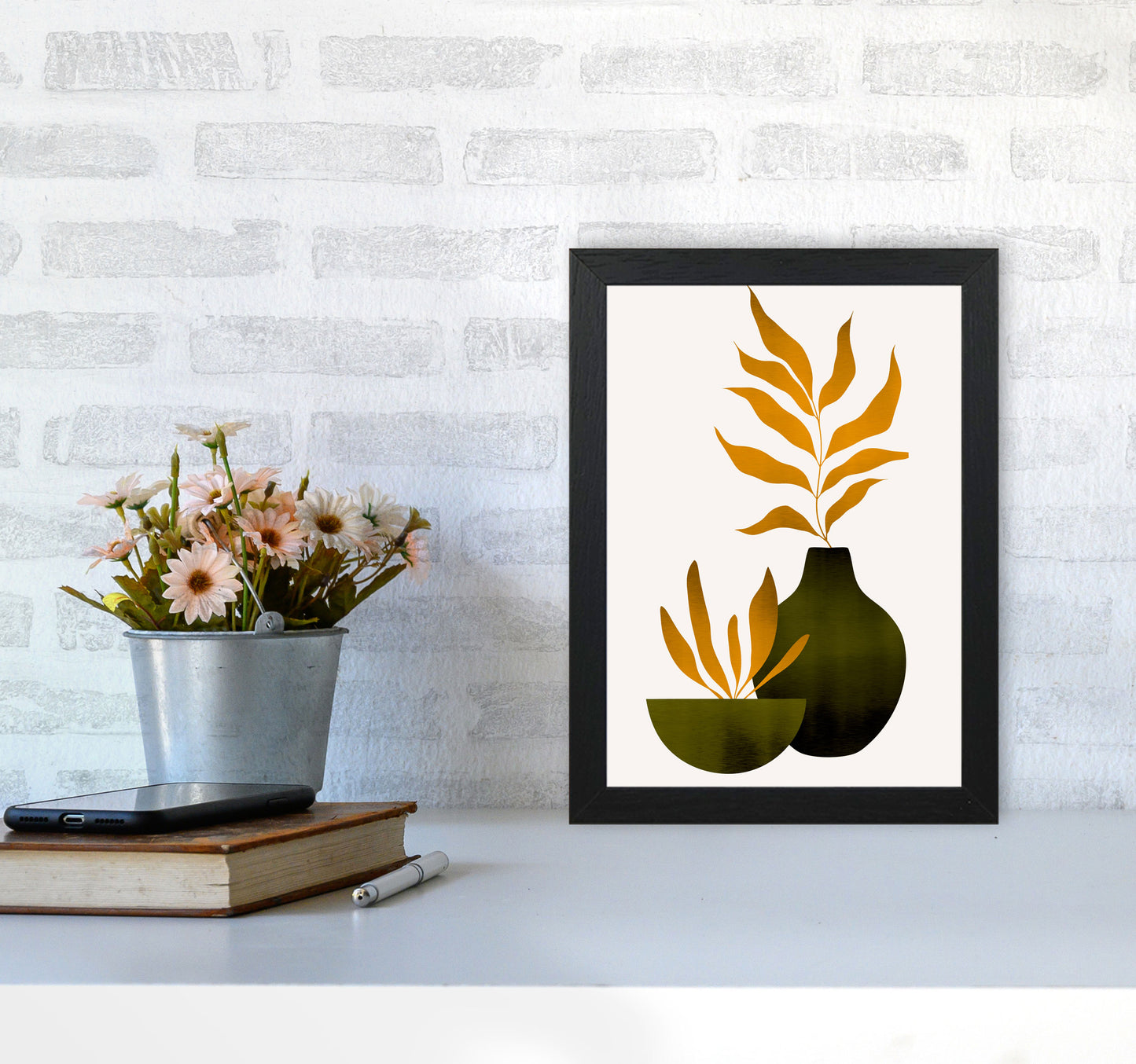 Autumn Flowers - 4 Art Print by Kubistika A4 White Frame