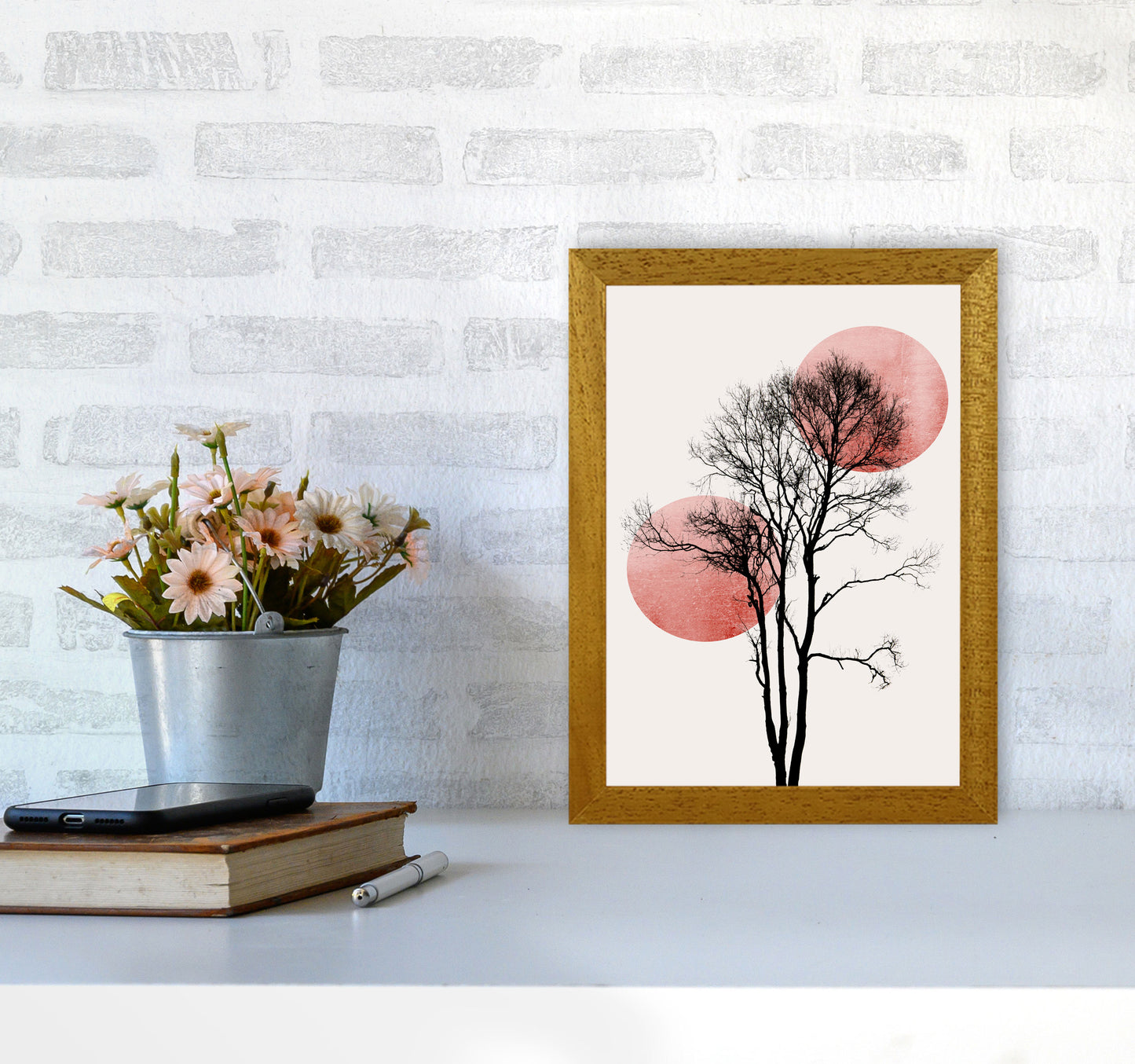 Sun and Moon hiding-ROSE Contemporary Art Print by Kubistika A4 Print Only