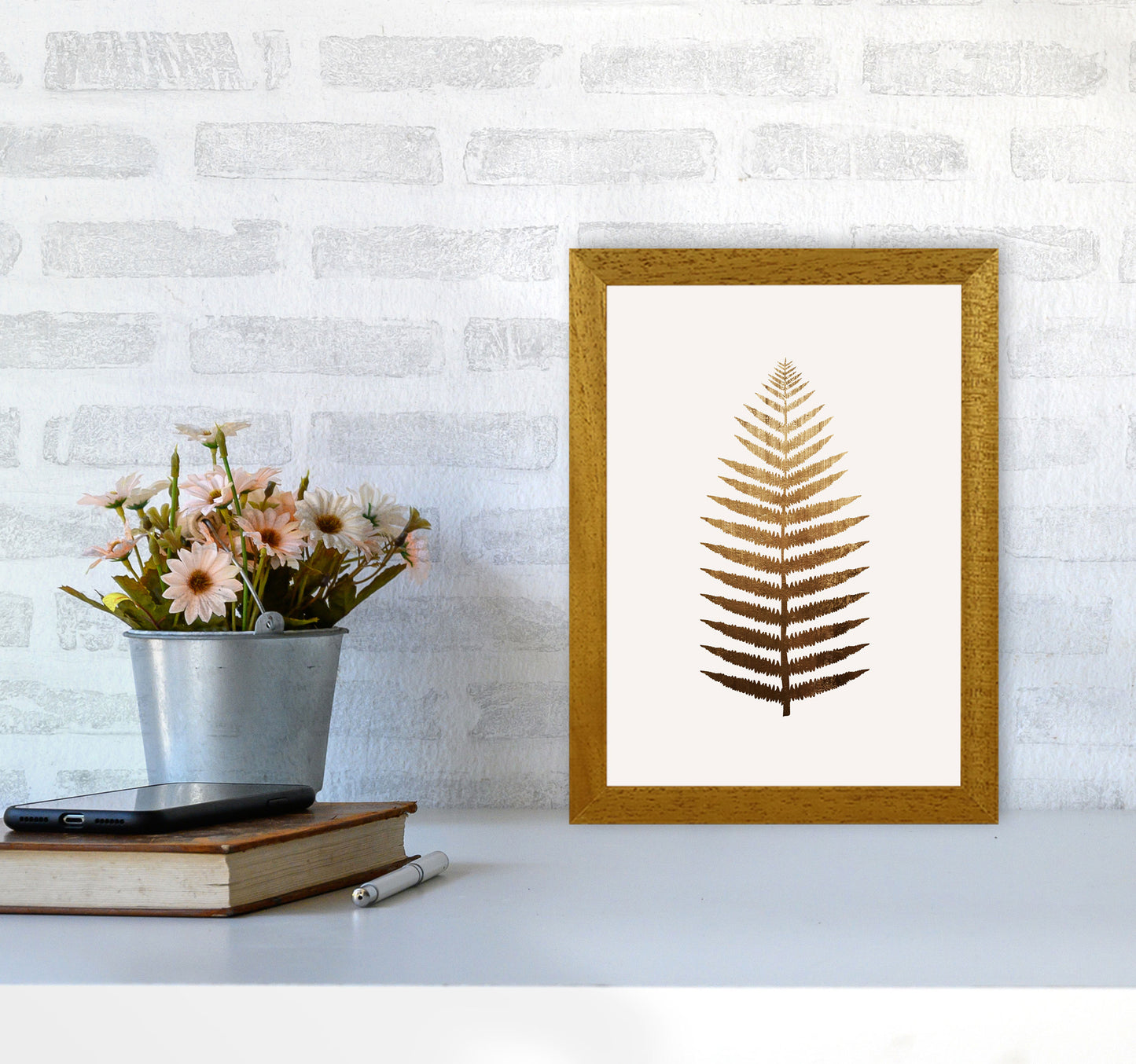 Golden Leaf Botanical Art Print by Kubistika A4 Print Only