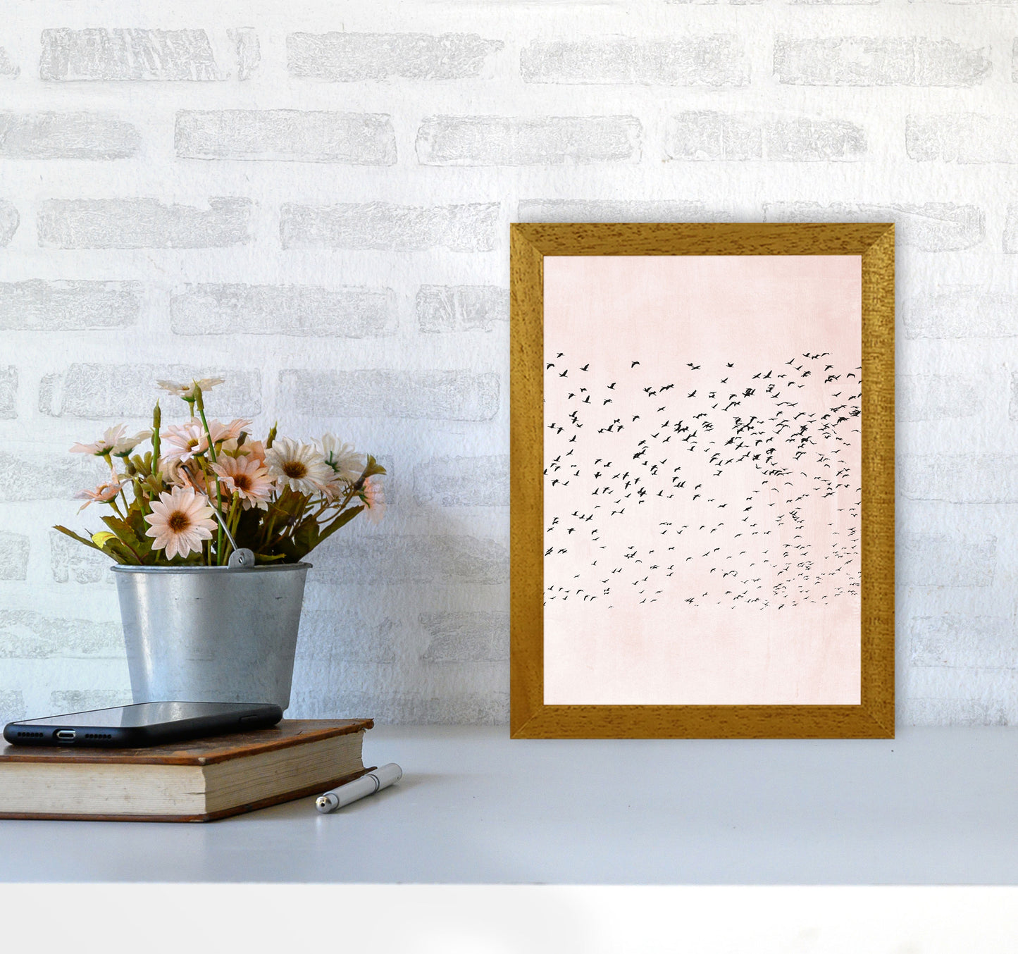 500 Seagulls Modern Contemporary Art Print by Kubistika A4 Print Only
