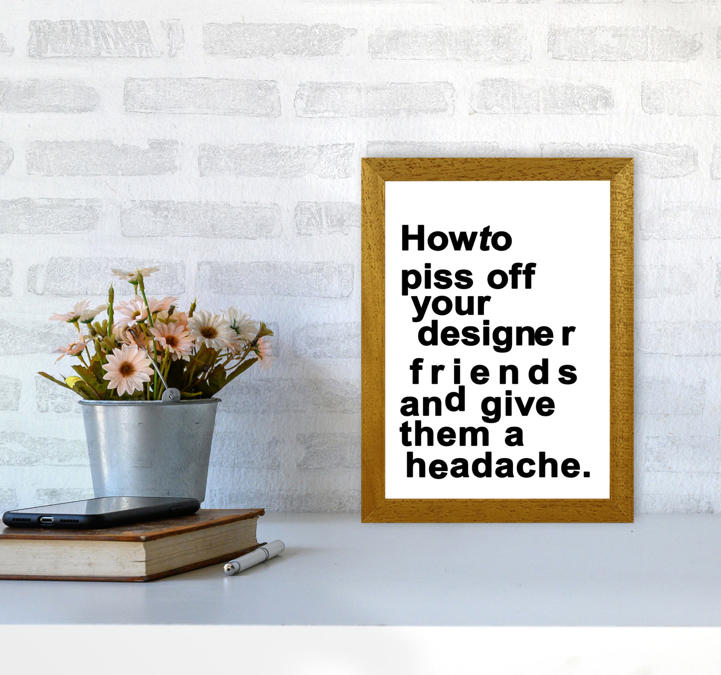 The Headache - WHITE Quote Art Print by Kubistika A4 Print Only