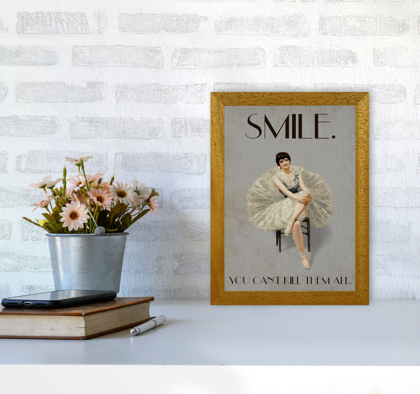Keep Smiling Vintage Art Print by Kubistika A4 Print Only