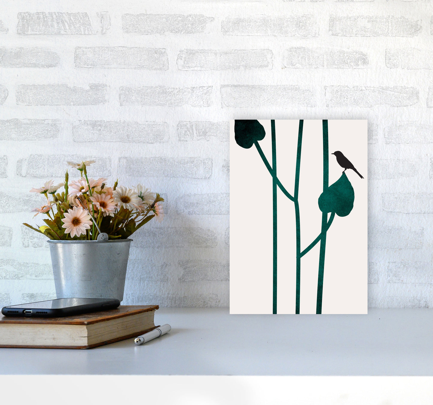 The Bird - NOIR Contemporary Art Print by Kubistika A4 Black Frame