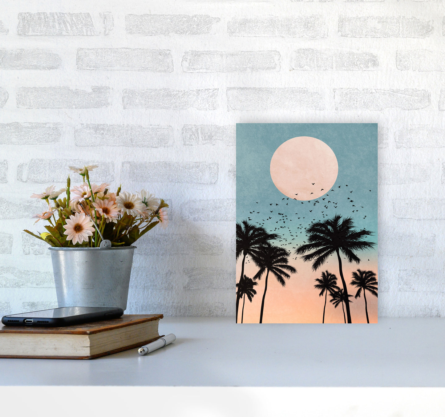 Sunrise Modern Art Print by Kubistika A4 Black Frame