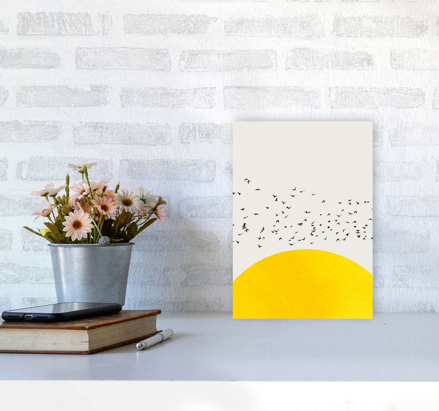 1000 Birds Modern Abstract Art Print by Kubistika A4 Black Frame