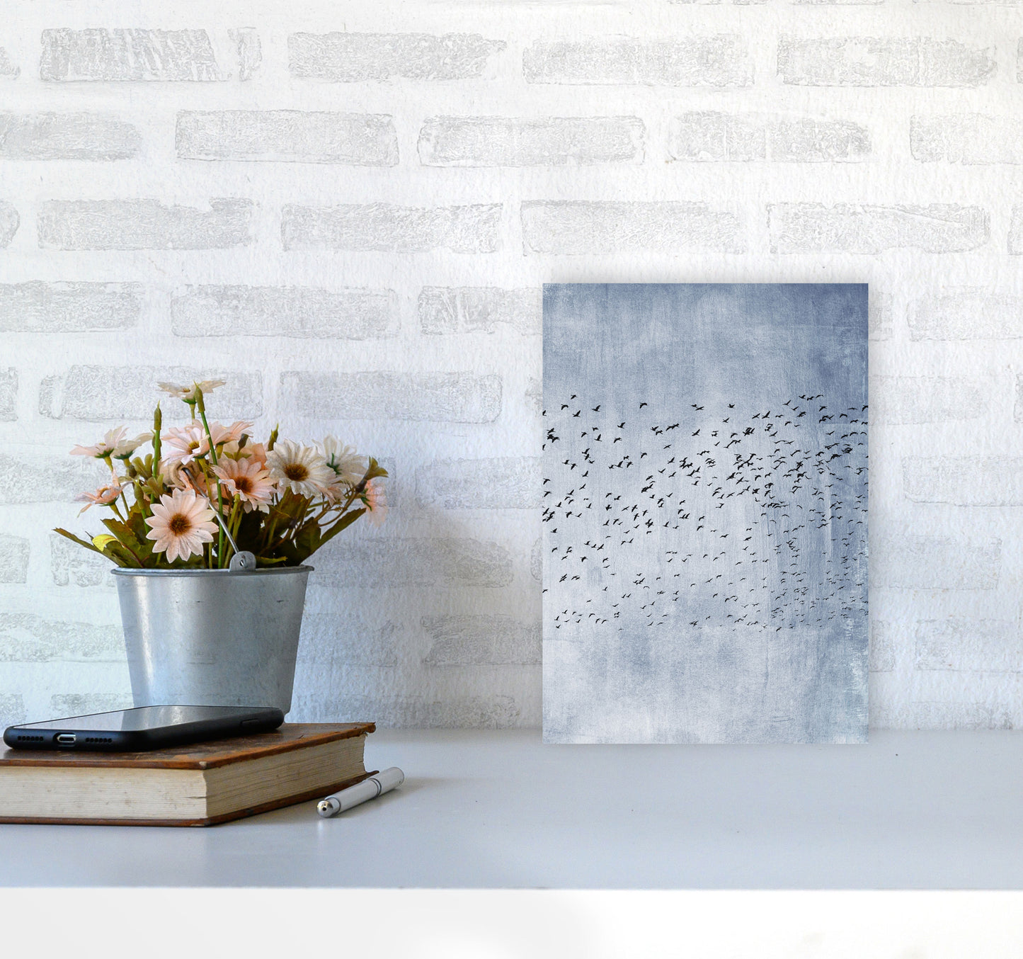 Moving On - Blue Contemporary Art Print by Kubistika A4 Black Frame