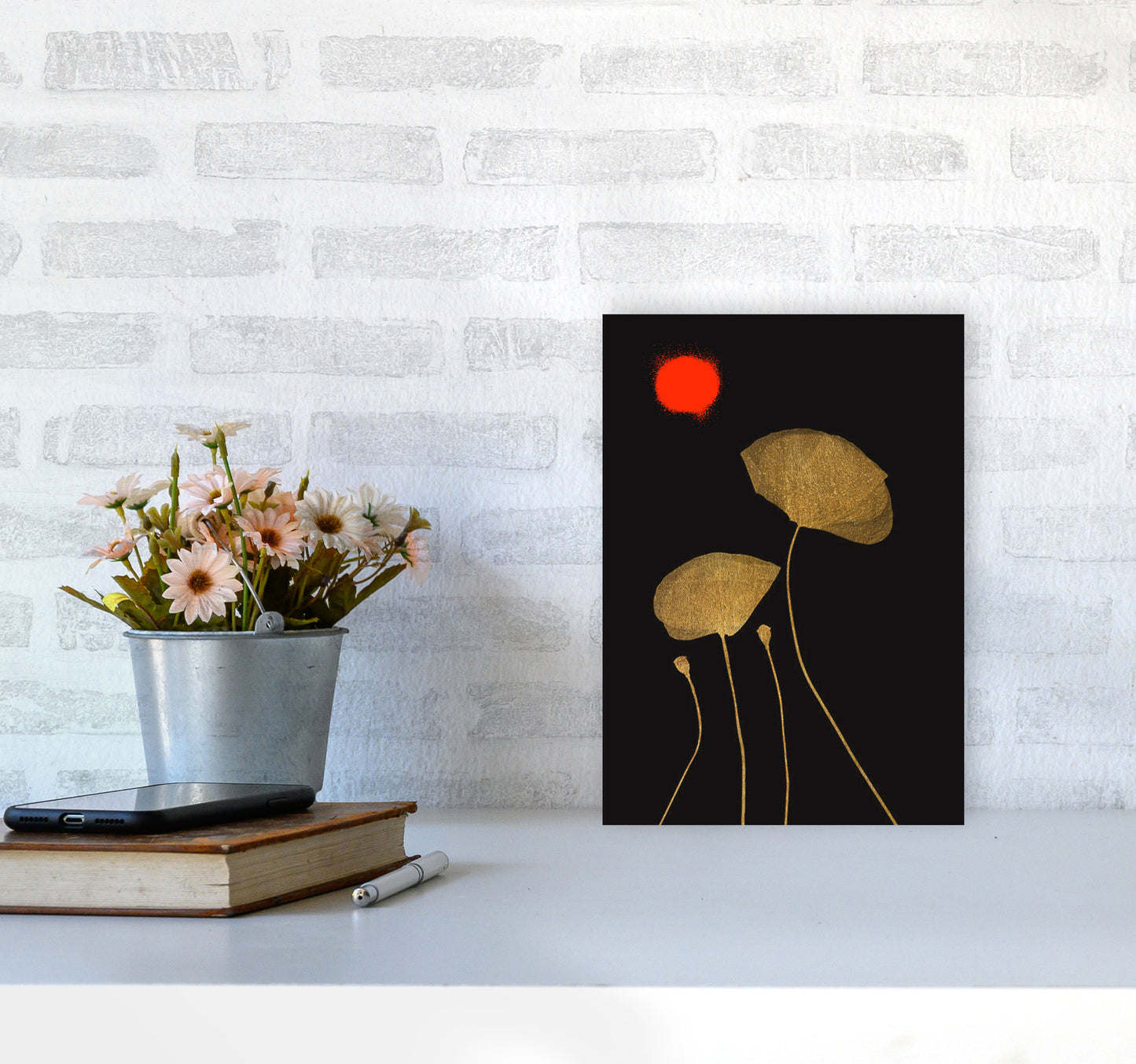 Moonshine Dancers Contemporary Art Print by Kubistika A4 Black Frame