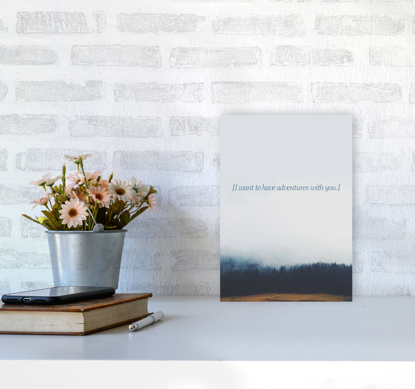 Adventures With You Quote Art Print by Kubistika A4 Black Frame