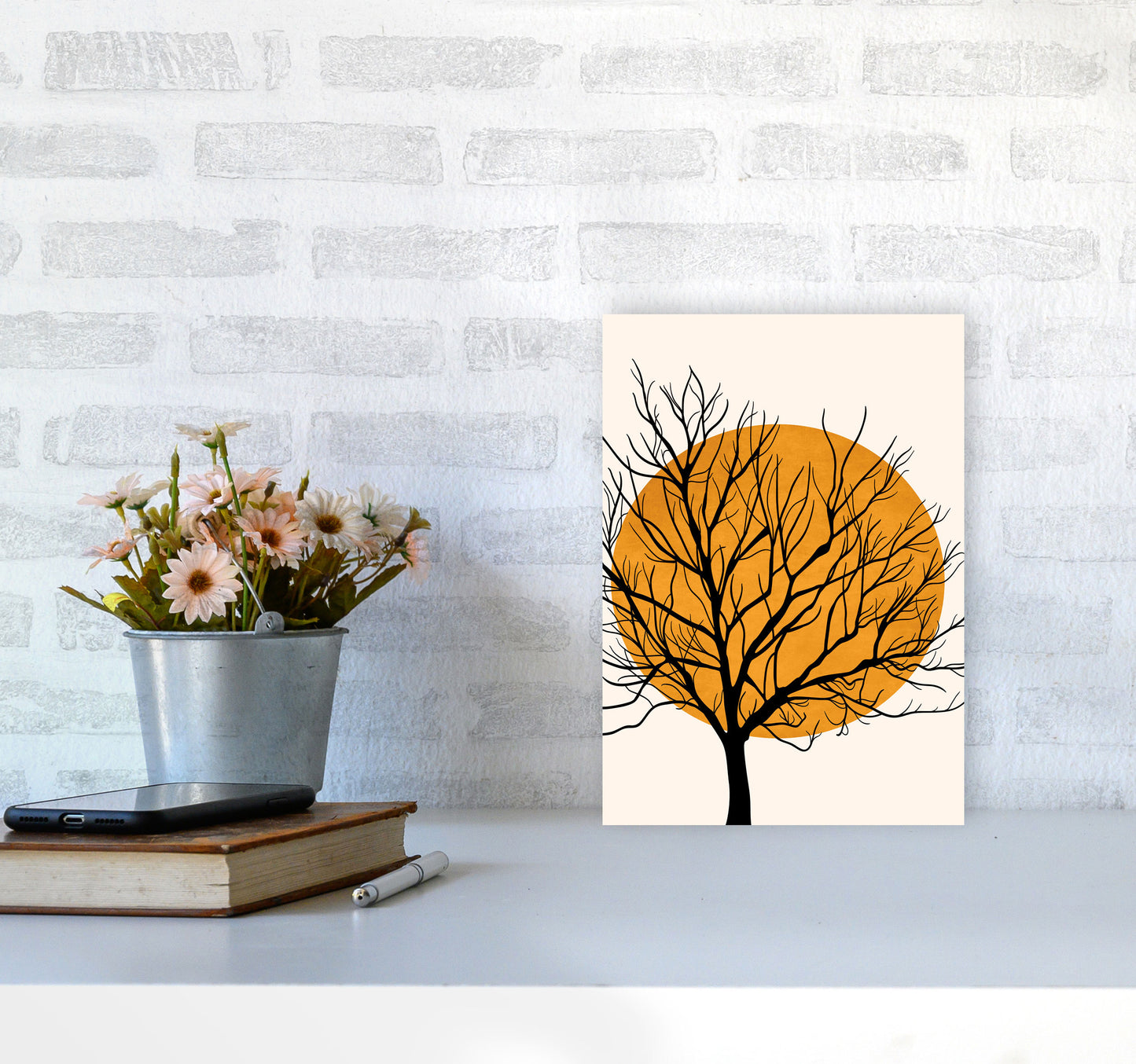 Hiding Sun Art Print by Kubistika A4 Black Frame