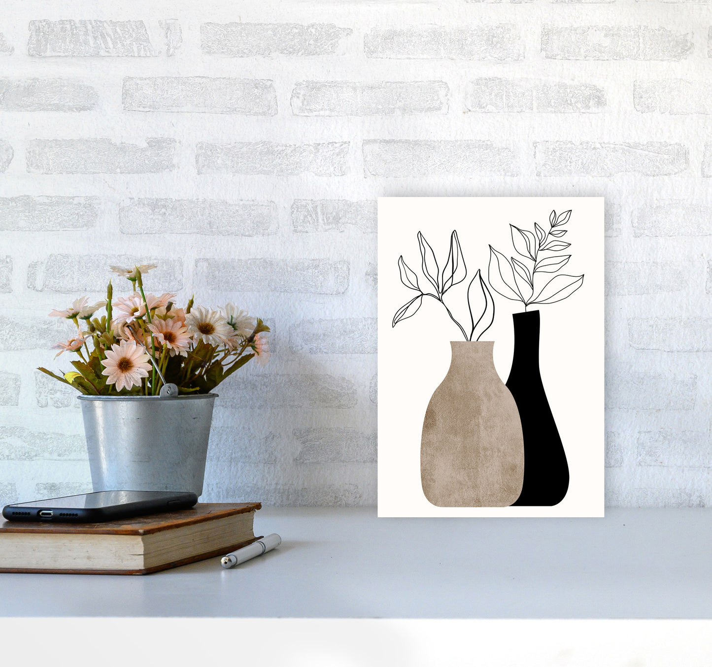 Gris En Gris Art Print by Kubistika A4 Black Frame