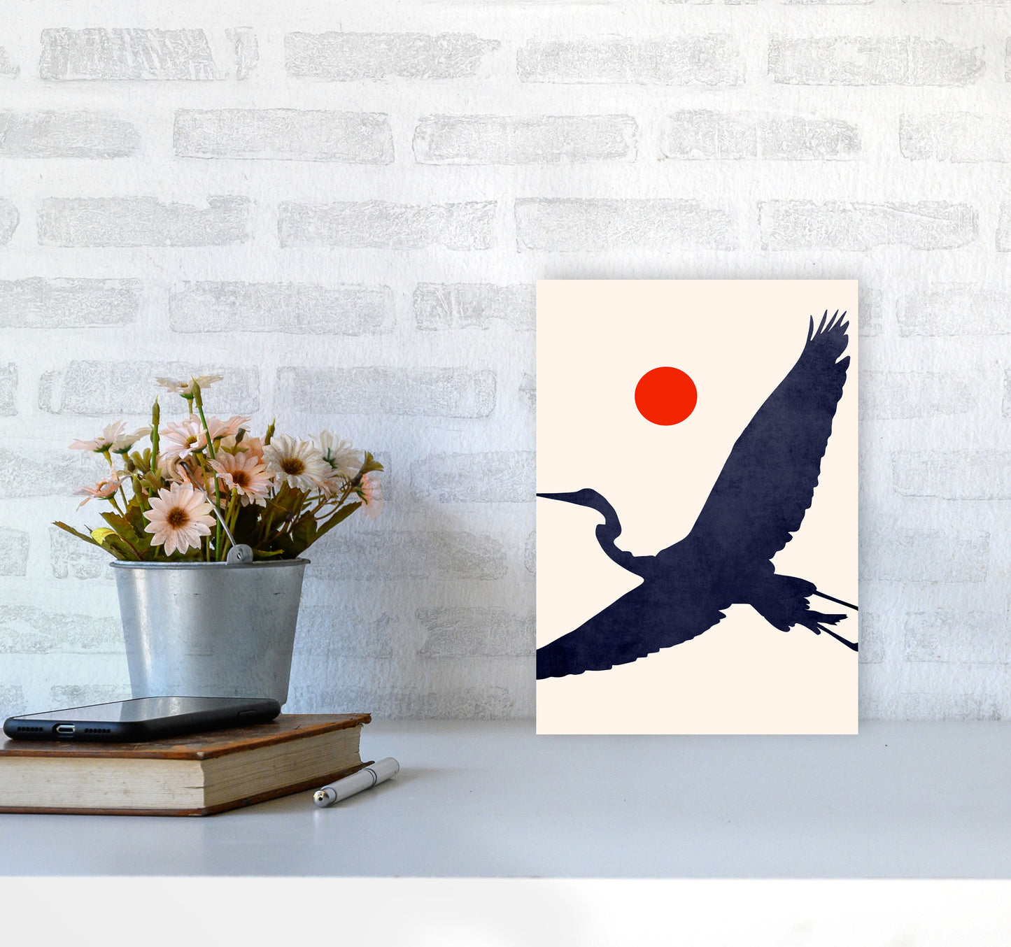 Crane Art Print by Kubistika A4 Black Frame