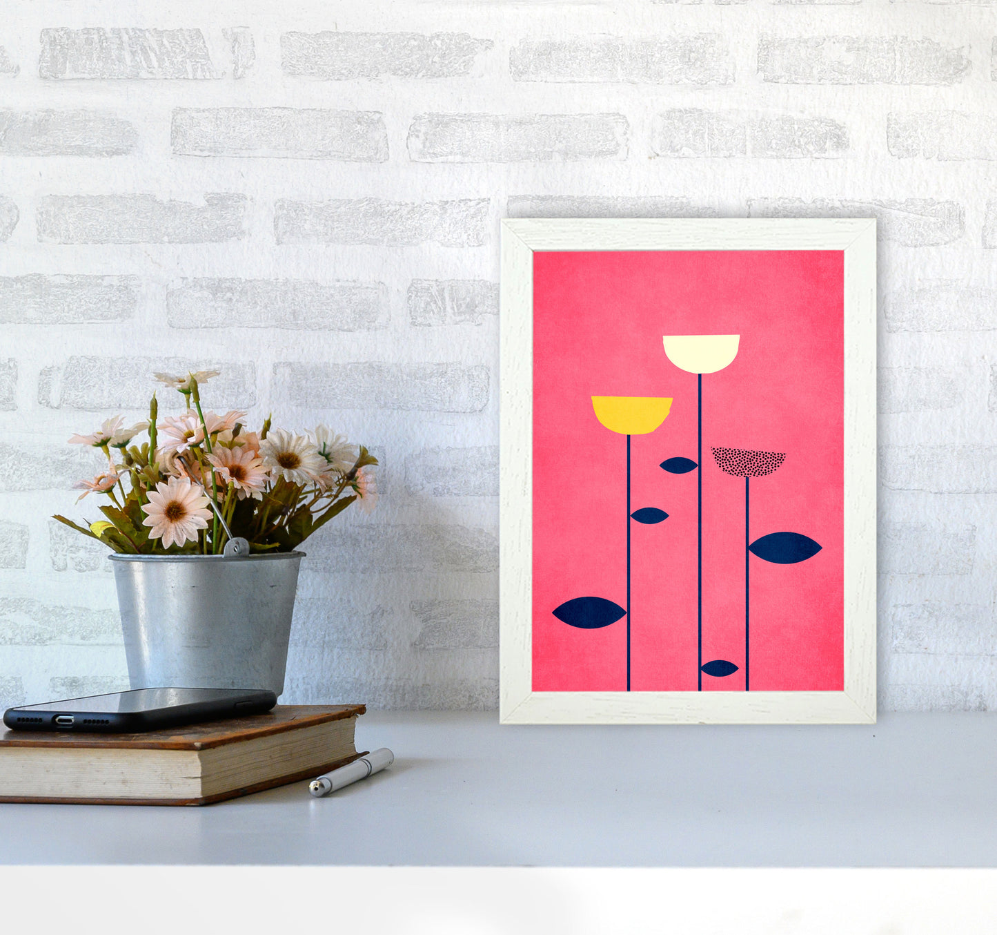 We Are Family - 3 Colourful Modern Art Print by Kubistika A4 Oak Frame