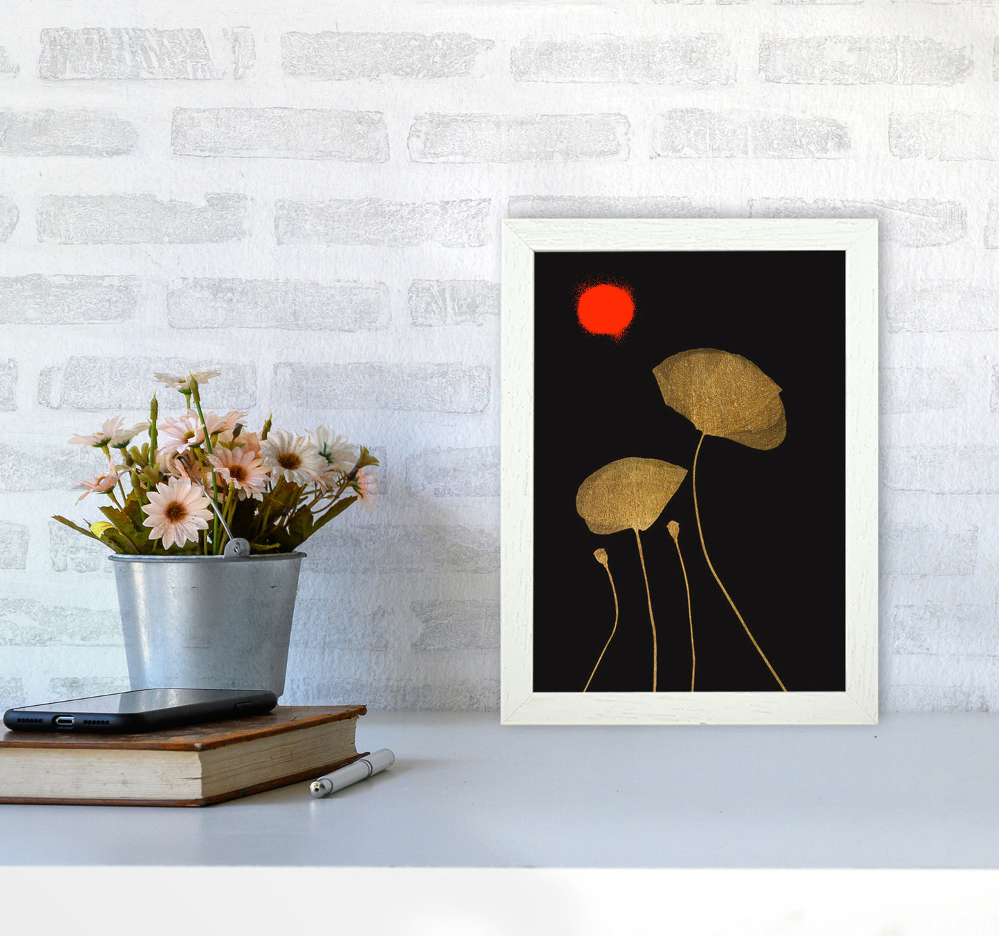 Moonshine Dancers Contemporary Art Print by Kubistika A4 Oak Frame