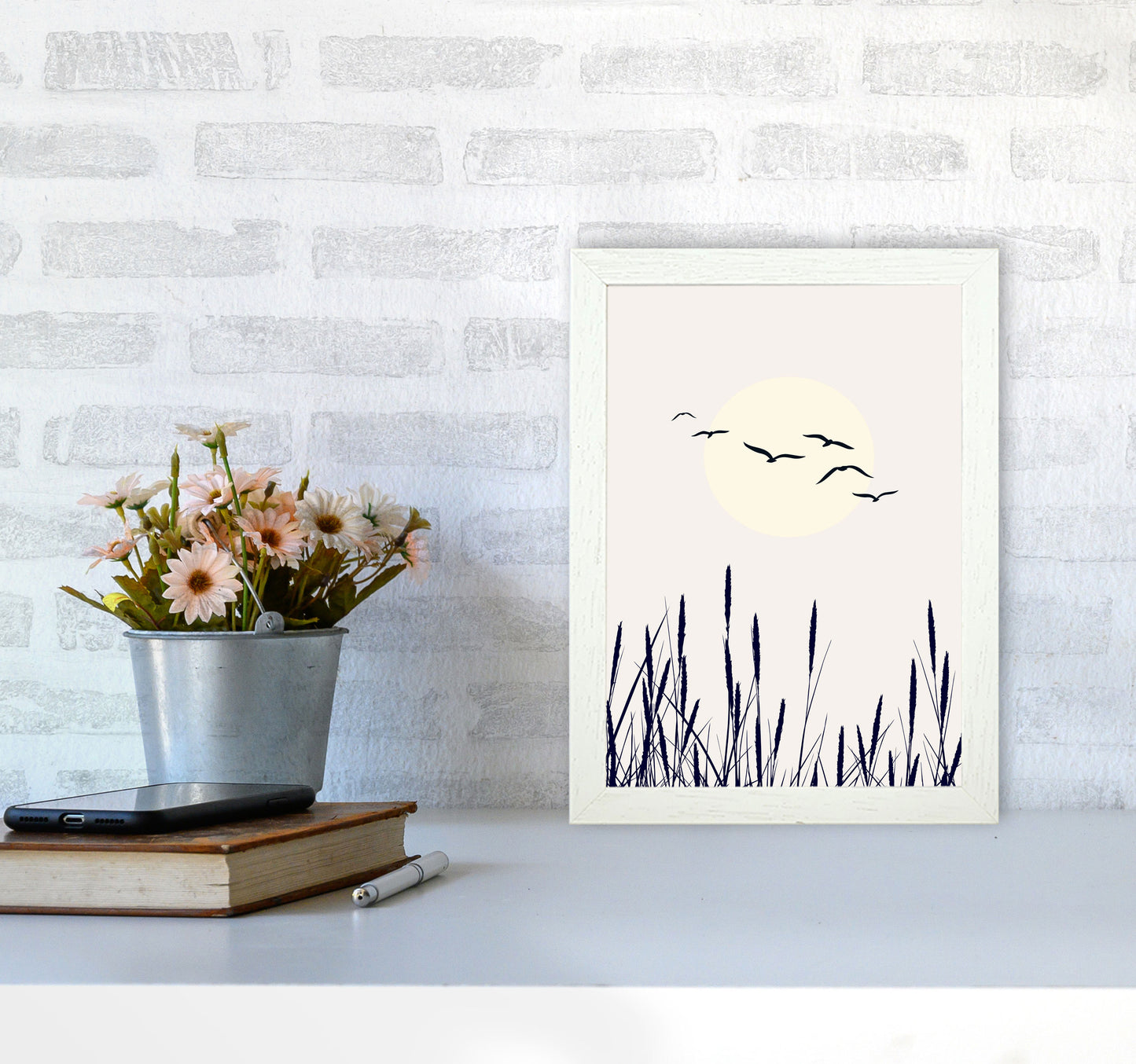Shadows Of The Sun Contemporary Art Print by Kubistika A4 Oak Frame