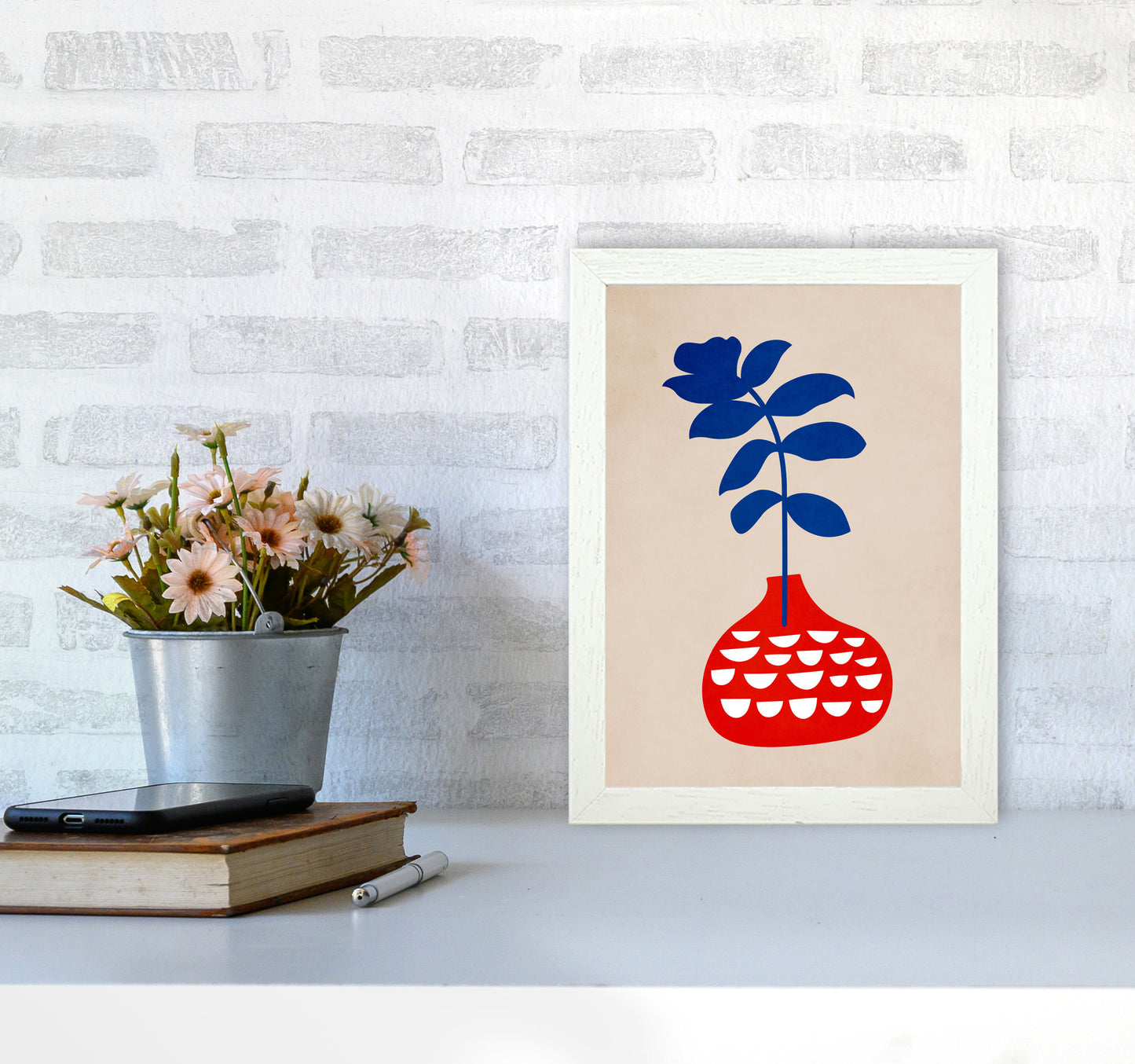 Wild Flower Art Print by Kubistika A4 Oak Frame
